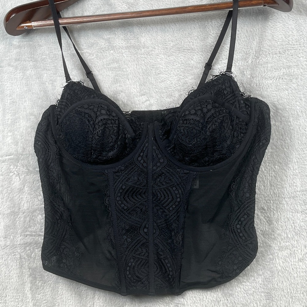 Garage Lace Bustier Top L Black Padded Corset Style Lingerie NWT Goth Whimsygoth